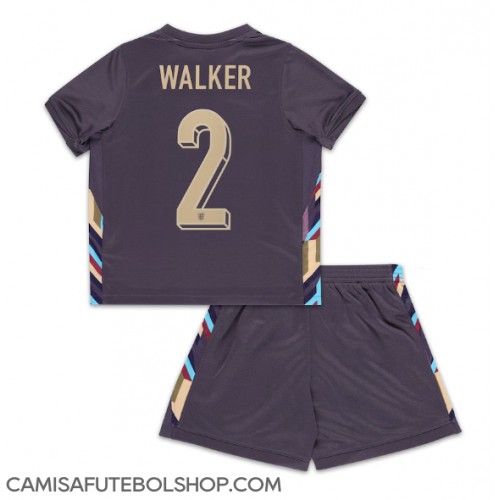 Camisa de time de futebol Inglaterra Kyle Walker #2 Replicas 2º Equipamento Infantil Europeu 2024 Manga Curta (+ Calças curtas)